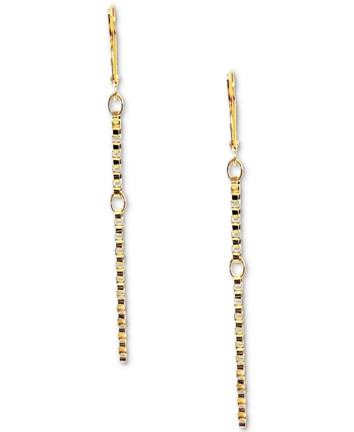 Gold-Tone Box Link Chain Linear Drop Earrings - Gold