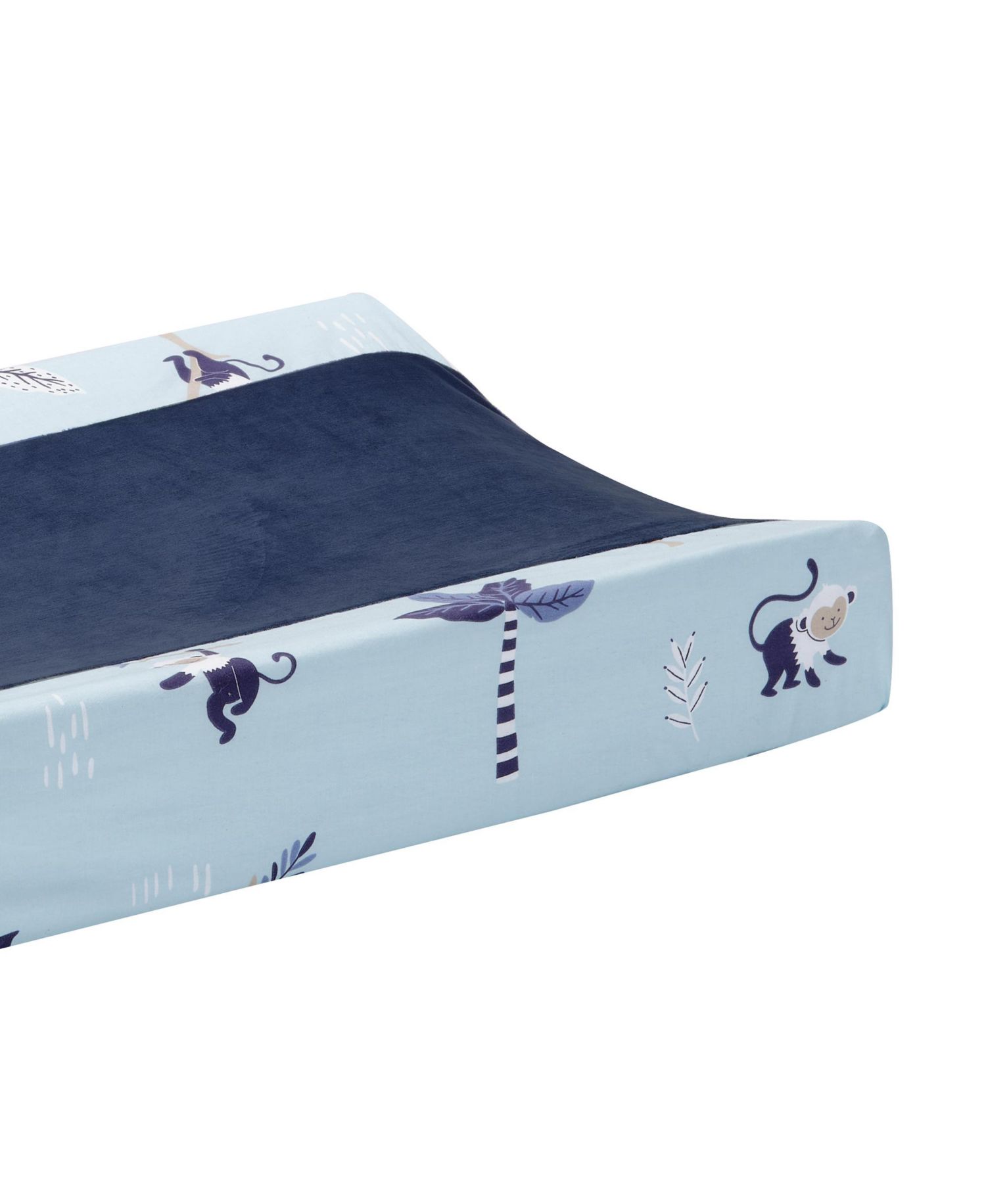 Lambs and Ivy Jungle Party Blue Monkey/Palm Tree Changing Pad Cover