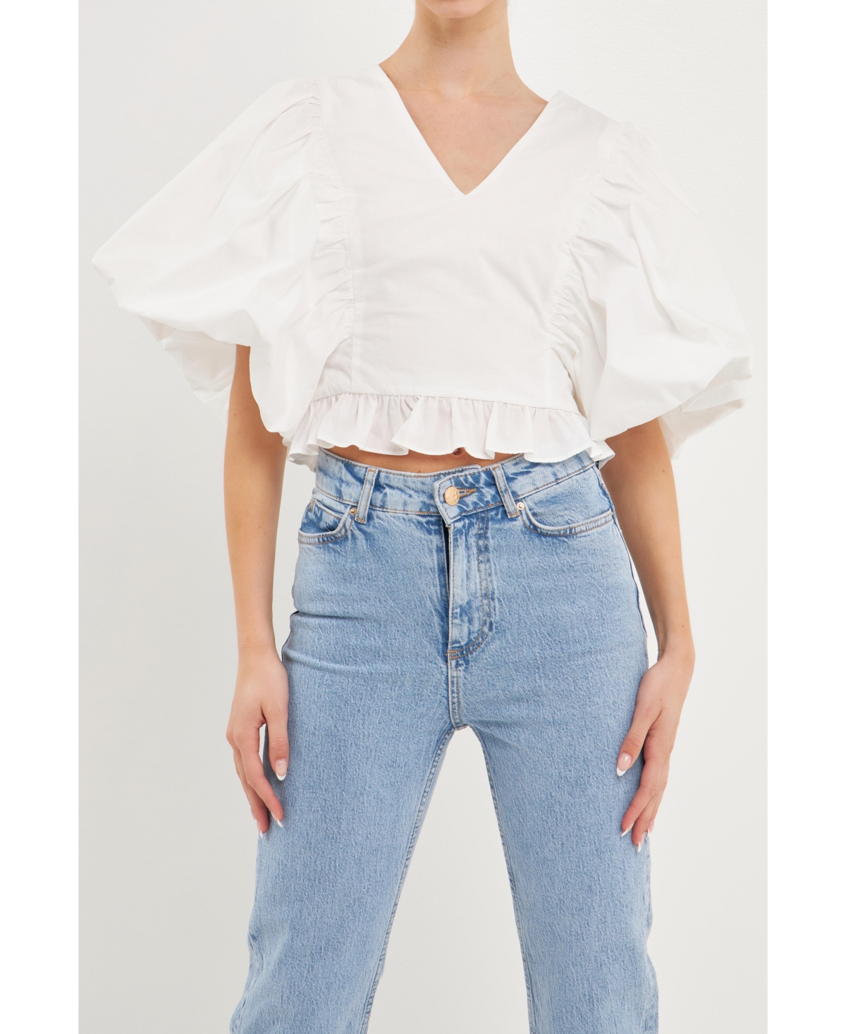 endless rose Women's Puff Sleeve Detail Top