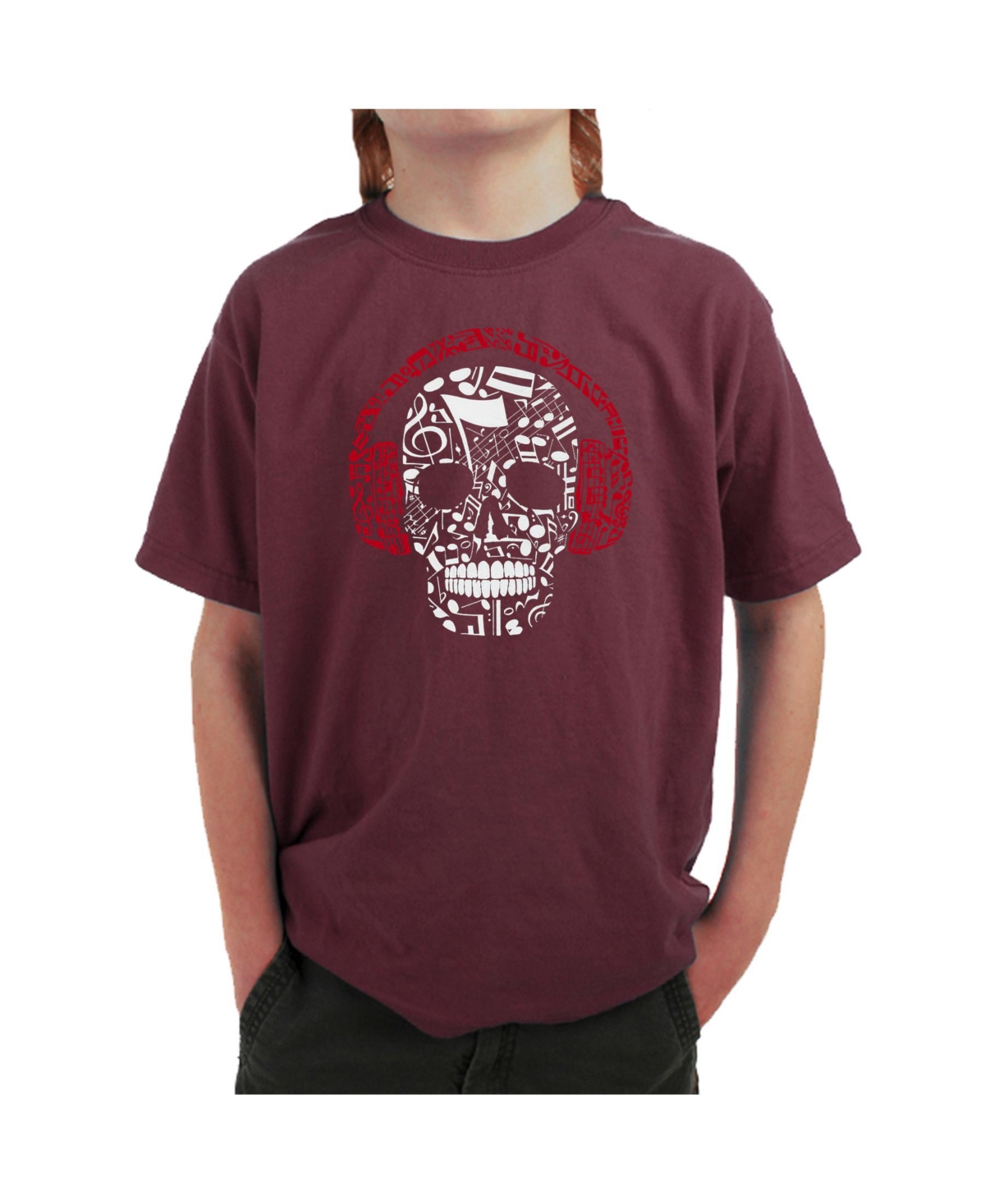 Big Boy's Word Art T-shirt - Music Notes Skull
