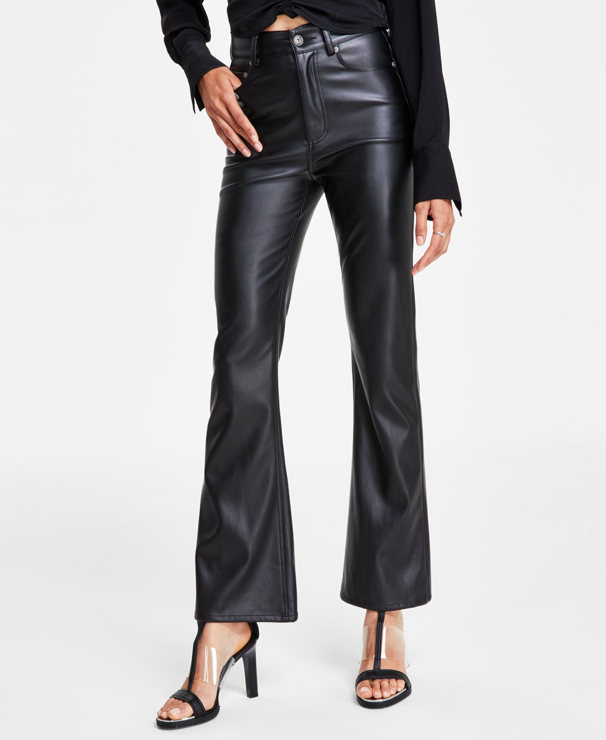 Women's Boreum Faux-Leather Flare Pants - Black