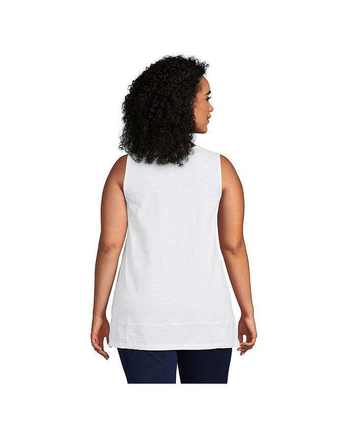Lands' End Women's Plus Size Slub Jersey Swing Tank Top Macy's