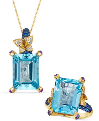 Le Vian Crazy Collection Multi Gemstone Diamond Pendant Necklace Ring Collection In 14k Gold In Blue Topaz