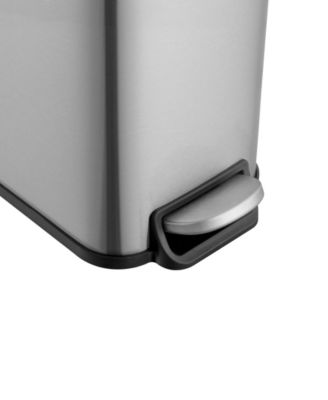 Two 1.3 Gallon Slim Step On Trash Can Set, 2 Pieces, Stainless Steel, Twin Pack