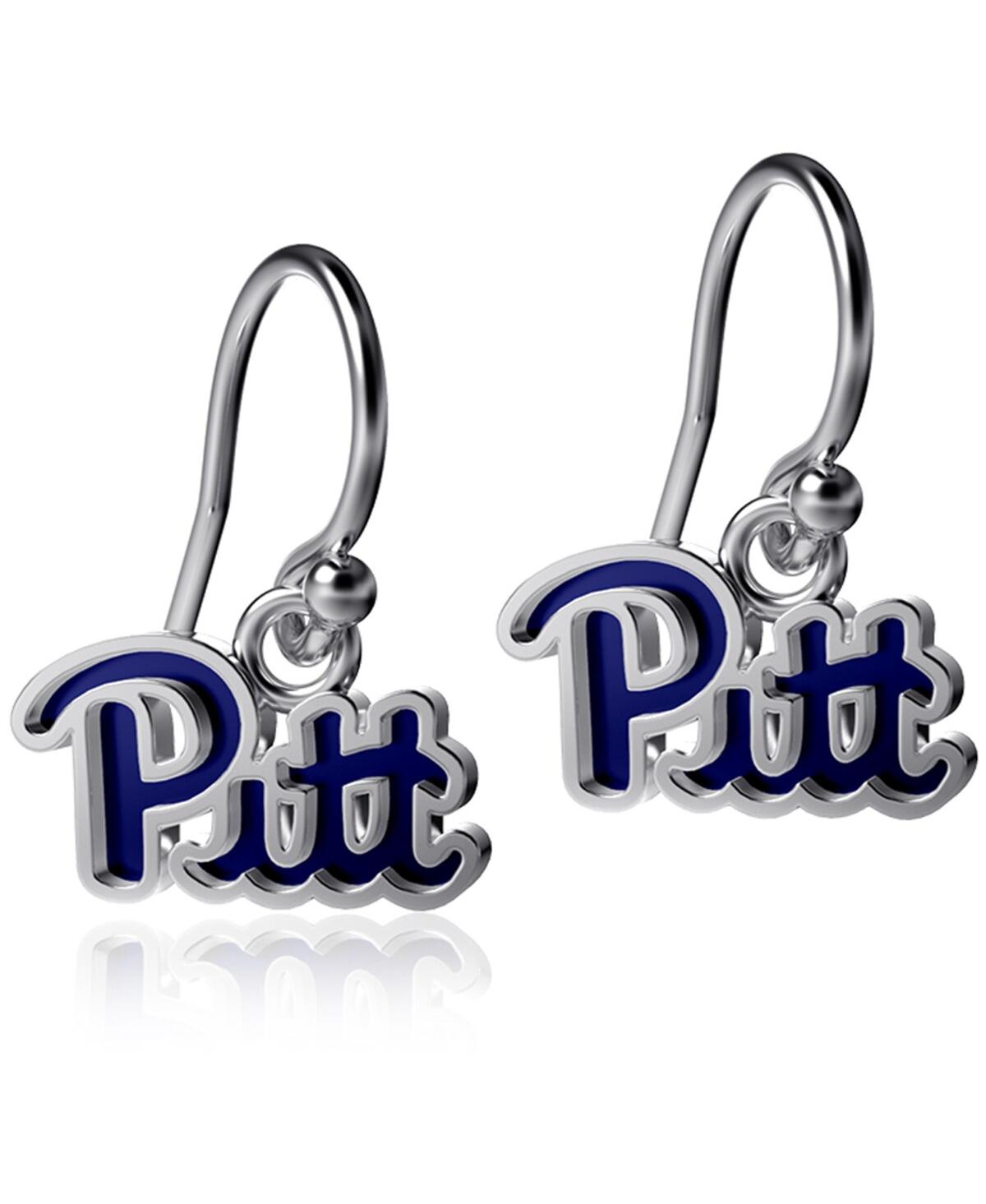 Women's Dayna Designs Pitt Panthers Silver Enamel Dangle Earrings - Silver