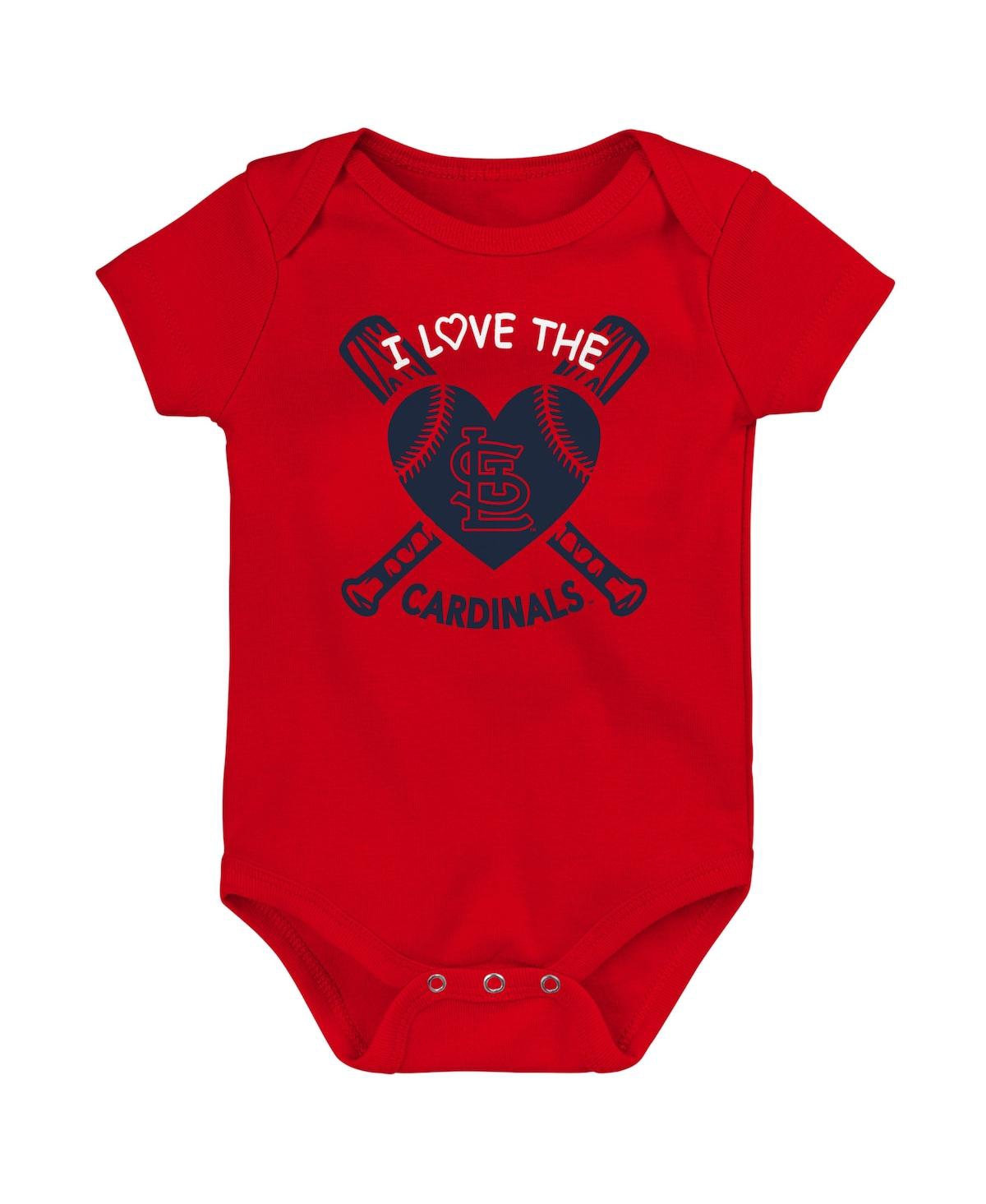 Shop Outerstuff Infant Boys And Girls Red, Navy, Pink St. Louis Cardinals Baseball Baby 3-pack Bodysuit Set In Red,navy,pink