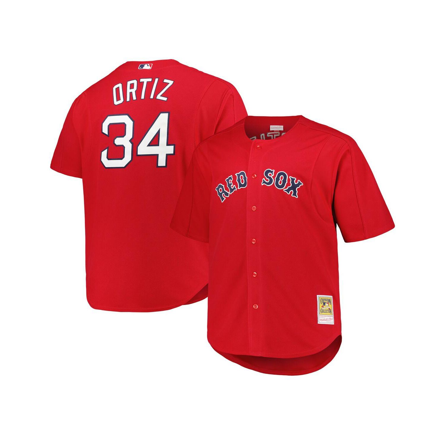 Men's David Ortiz Red Boston Red Sox Big and Tall Cooperstown Collection Batting Practice Replica Jersey