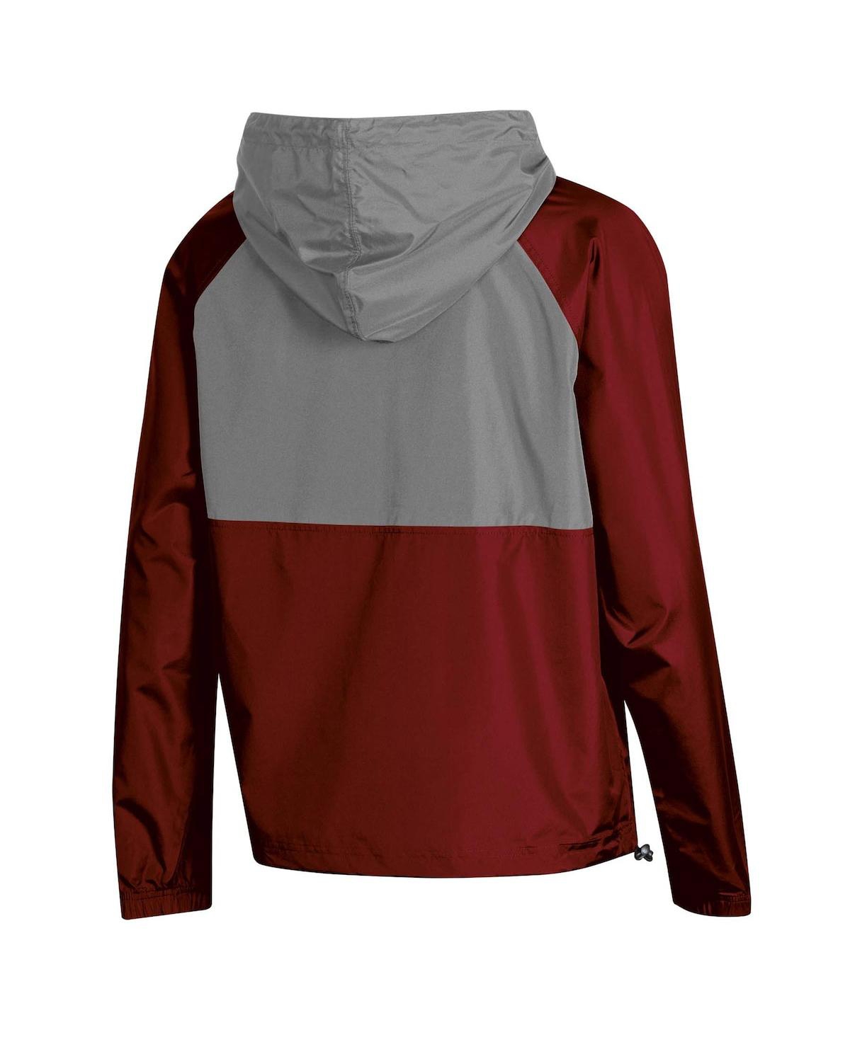 Shop Champion Women's  Crimson Oklahoma Sooners Colorblocked Packable Raglan Half-zip Hoodie Jacket