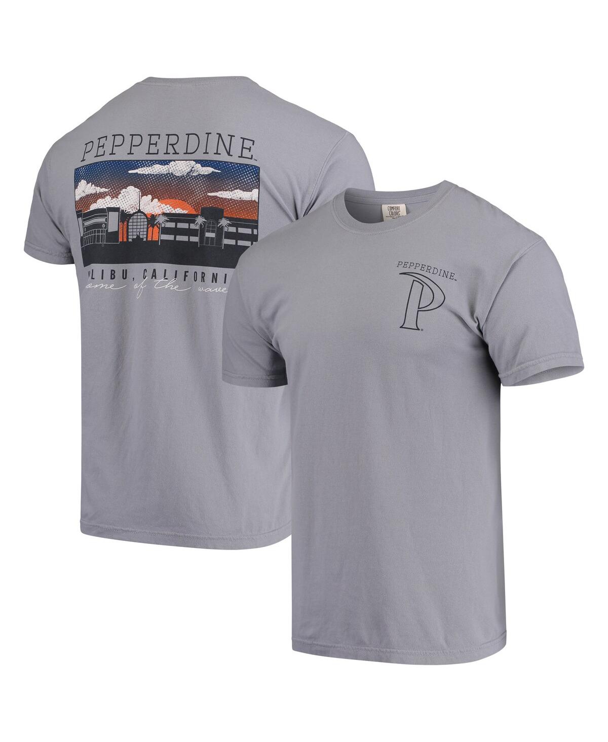 Shop Image One Men's Pepperdine Waves Comfort Colors Campus Scenery T-shirt In Gray