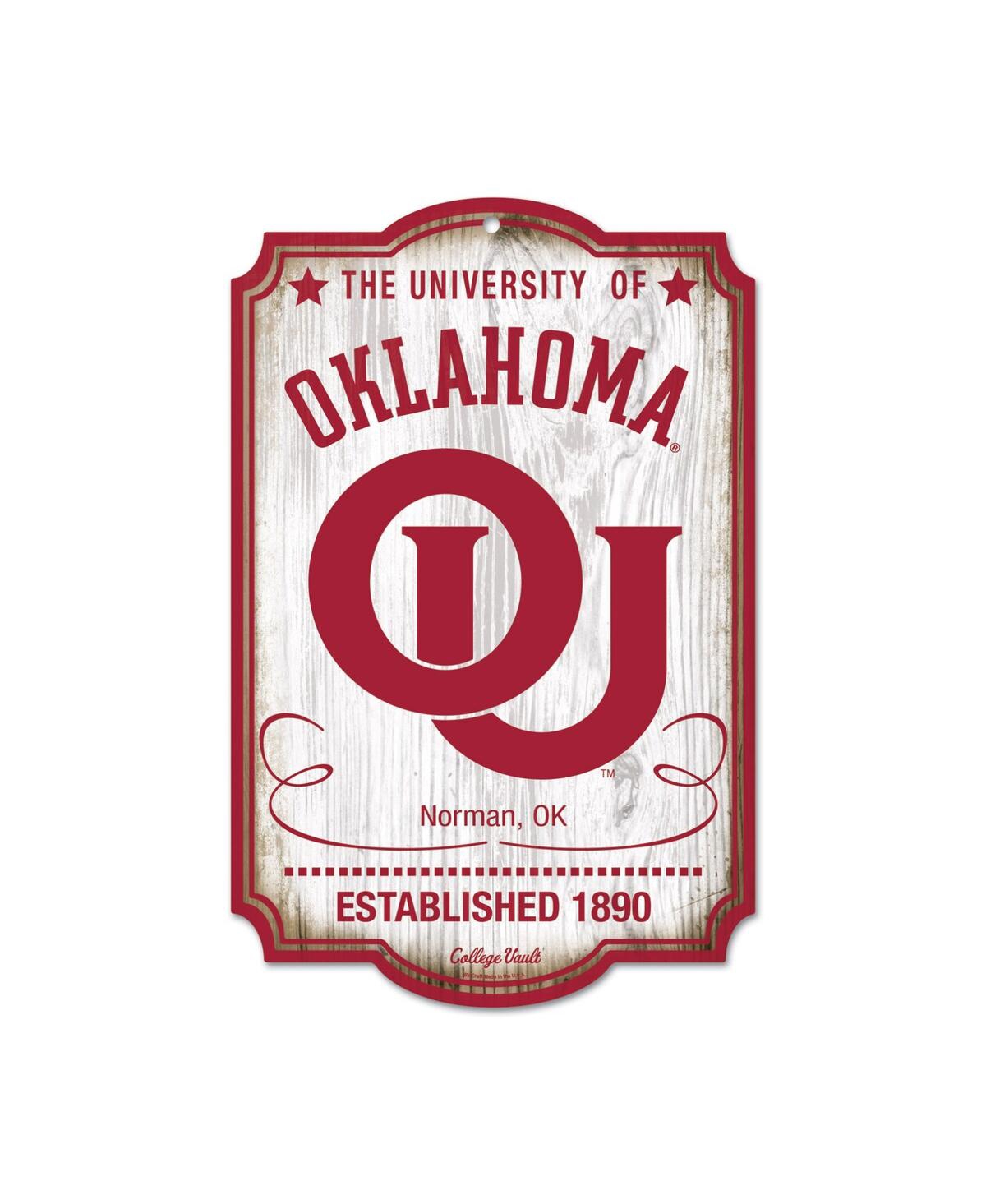 Wincraft Oklahoma Sooners 11" X 17" College Vault Vintage-inspired Wood Sign In Red