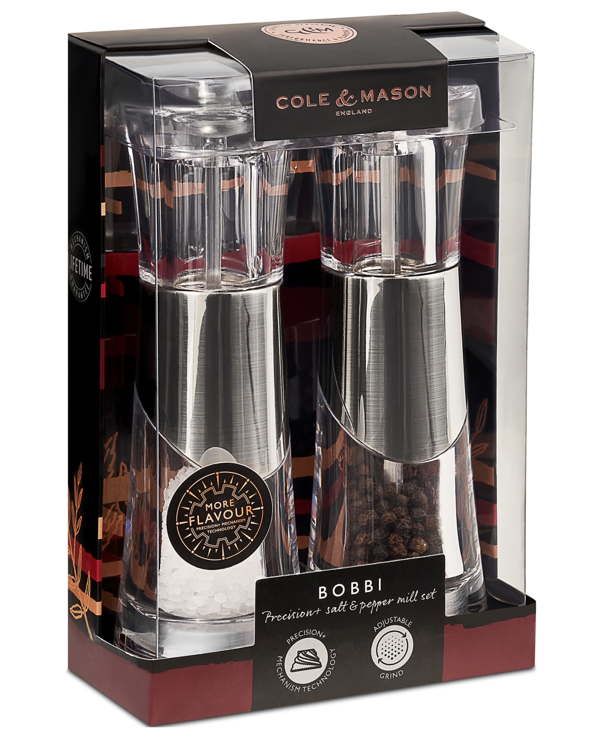 Cole & Mason 2 Piece Salt and Pepper Mill Bobbi Gift Set - Clear