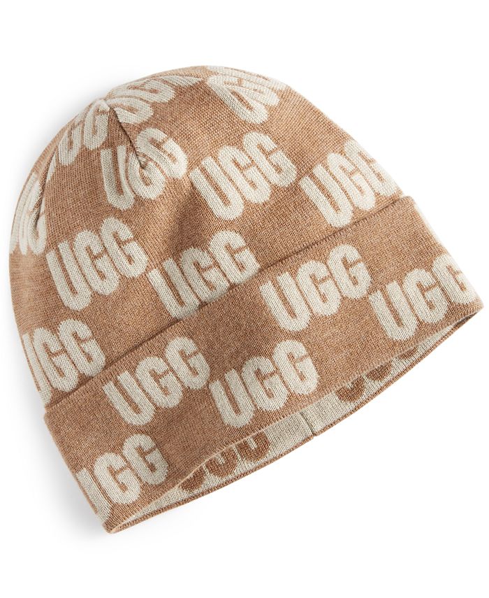 UGG® Women's Checked Graphic Logo-Print Beanie - Macy's