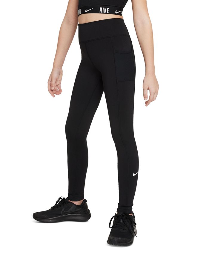 Nike One Dri Fit Big Double Swoosh Leggings Black Leggings with 2 Inside  Pockets - Trendyol