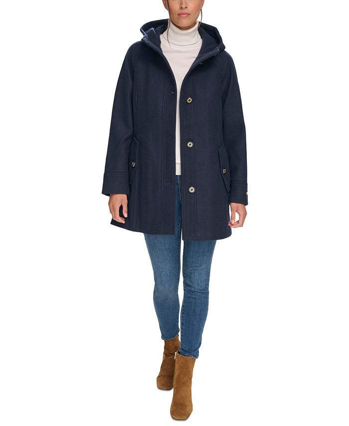 Tommy Hilfiger Women's Hooded Button-Front Coat, Created for Macy's ...