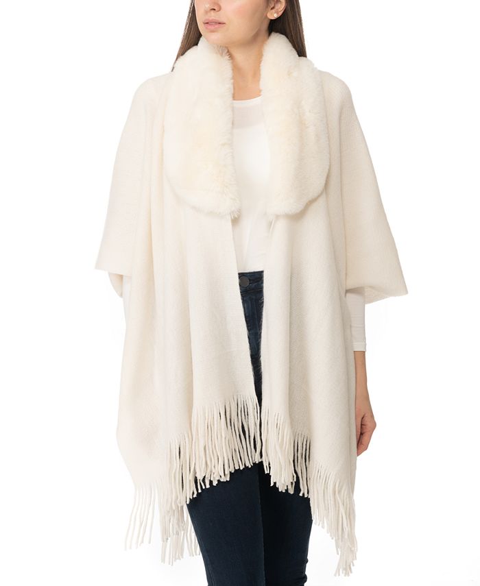 I.N.C. International Concepts Women's FauxFurCollar Cape Sweater