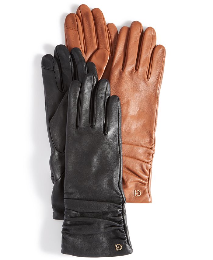 Cole Haan Women s Ruched Leather Gloves Macy s