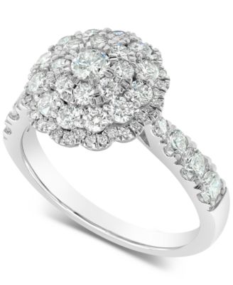 Macy's - Diamond Flower Cluster Ring (1-1/2 ct. t.w.) in 18k White Gold