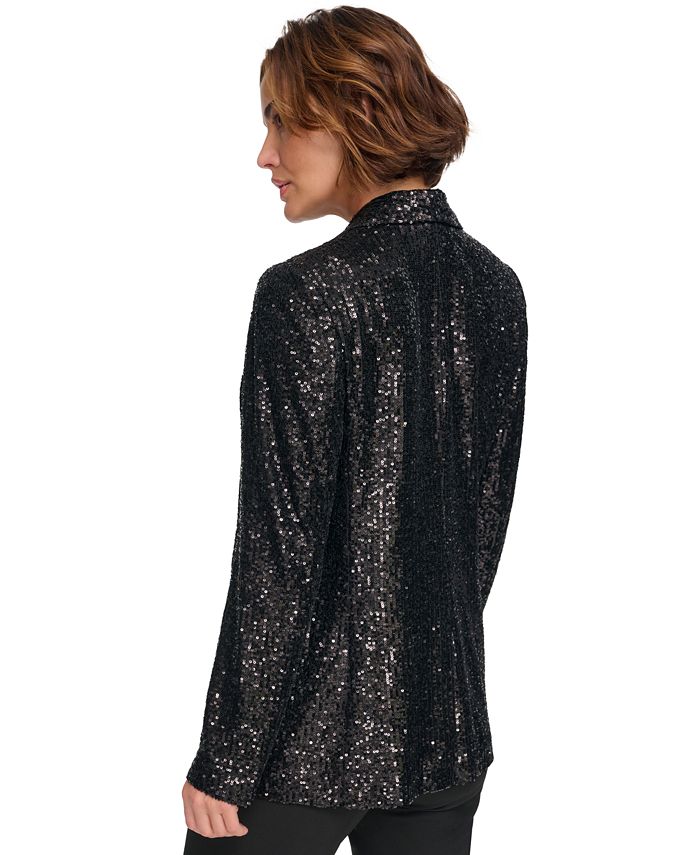 DKNY Women's Open Front Shawl Collar Jacket Black Size 10