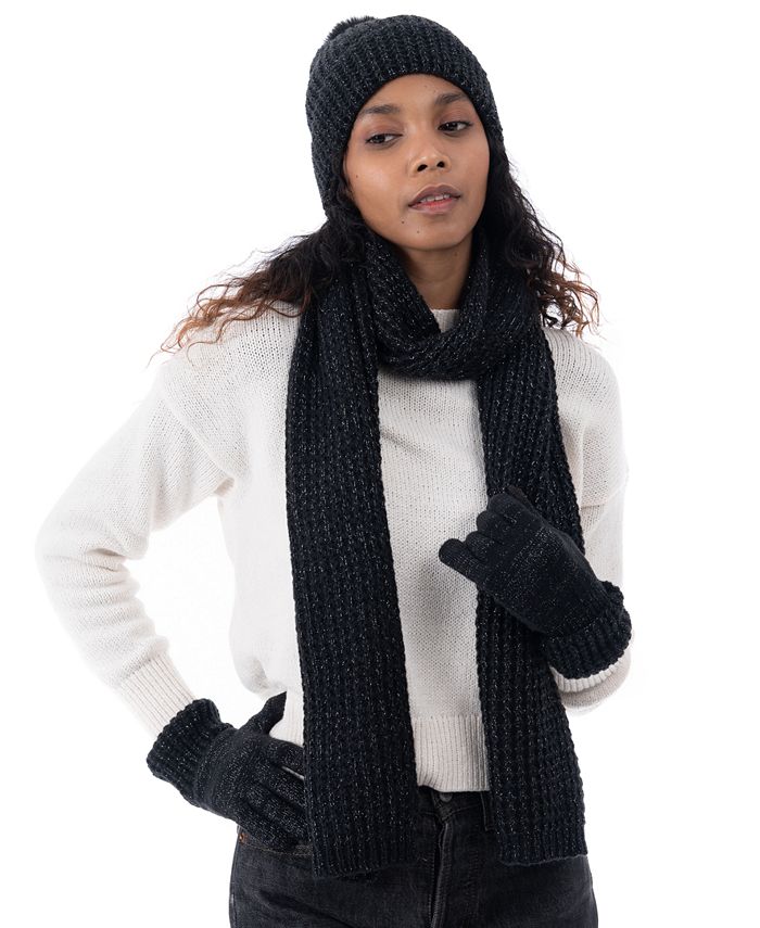 Style & Co Women's Faux-Fur Pom Pom Shimmer Beanie, Created for Macy's ...