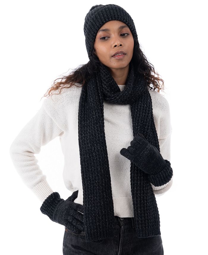 Style & Co Women's FauxFur Pom Pom Shimmer Beanie, Created for Macy's