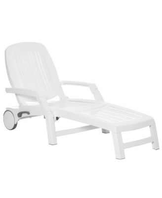 Pool Lounge Chair w/ Wheels, Reclining, Folding, Storage,