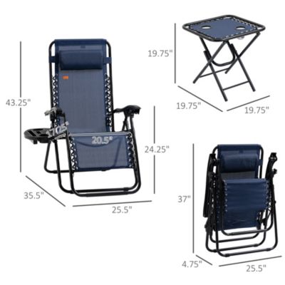 Zero Gravity Chair Set with Folding Table & Cup Holder Trays,