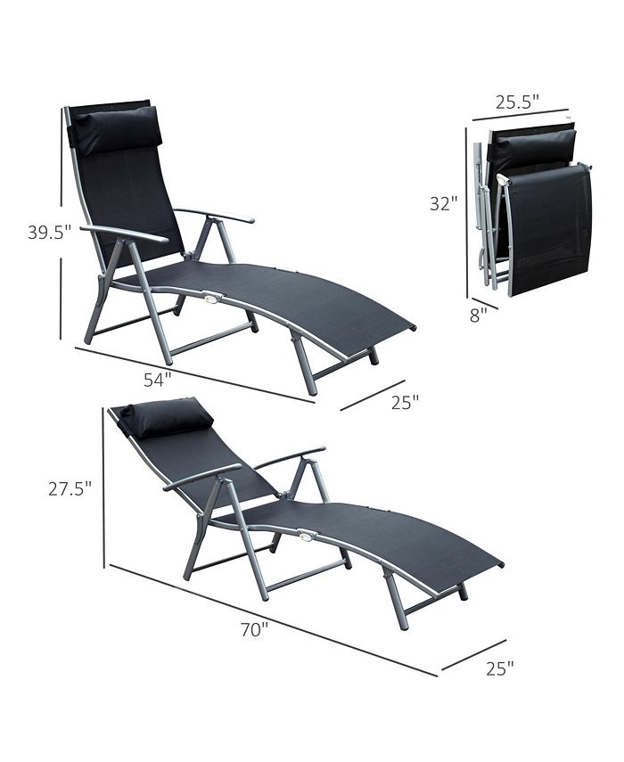 Outsunny Outdoor Folding Chaise Lounge Chair, Portable Lightweight