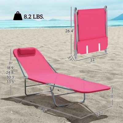 Foldable Reclining Pool and Beach Chair w/ Pillow,