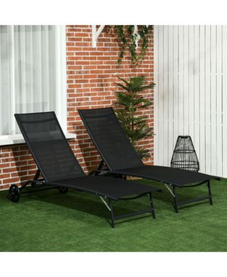 2 Piece Chaise Lounge Chair Pool Chairs with Wheels,