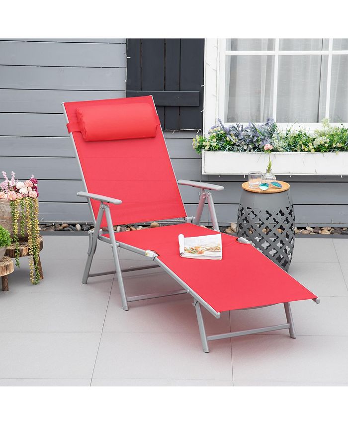 Outsunny Outdoor Folding Chaise Lounge Chair, Portable Lightweight