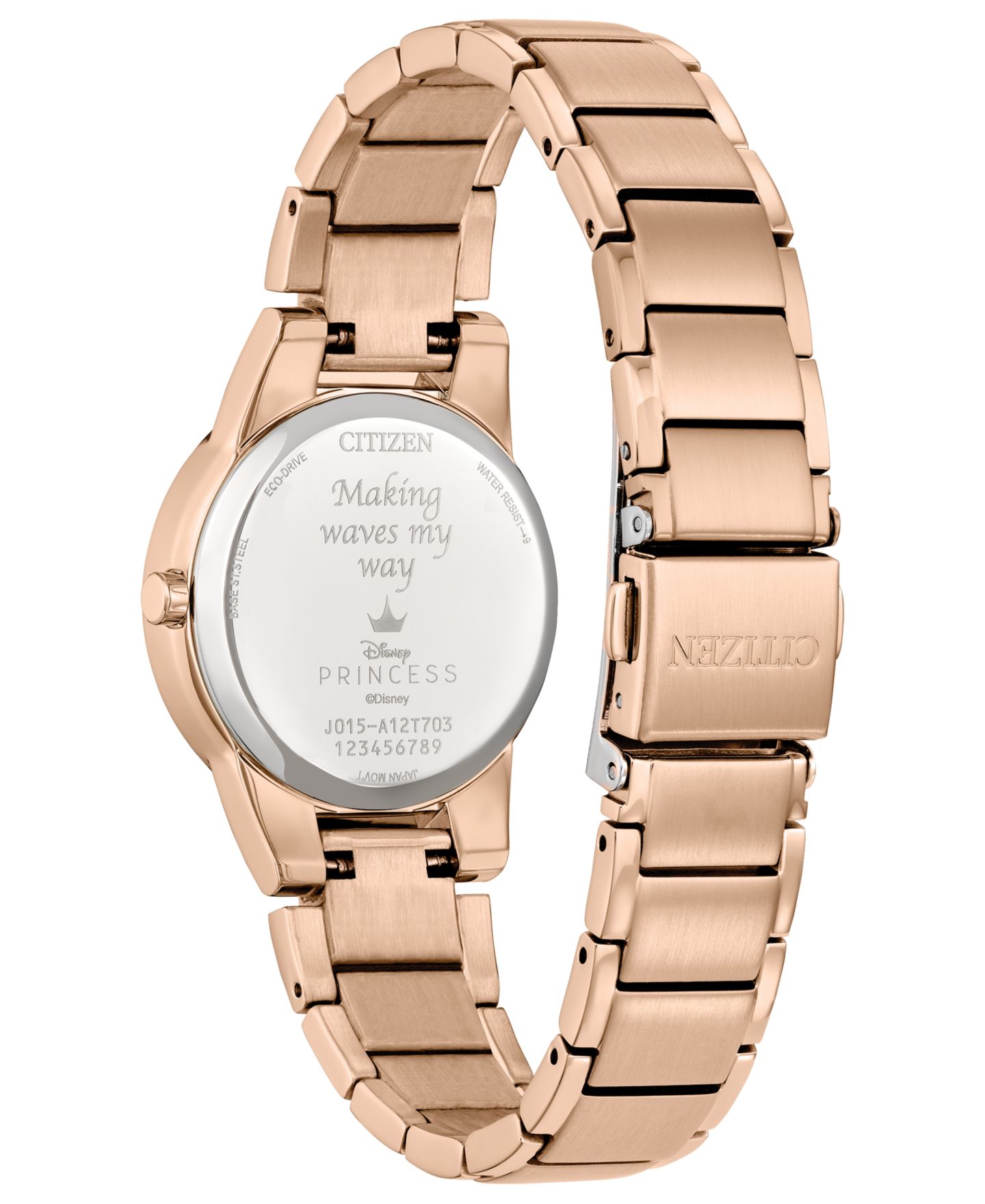 Женские часы Citizen Eco-Drive Disney Princess Ariel Rose Gold-Tone Stainless Steel Bracelet Watch 30mm Gift Set — фото 4