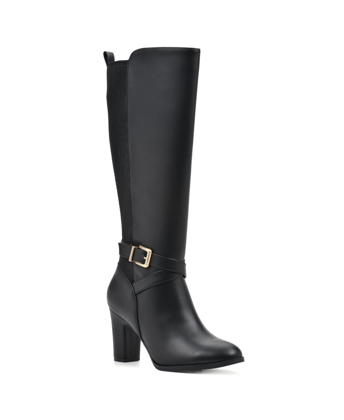 Women's Teals Regular Calf Knee High Dress Boots - Black Smooth