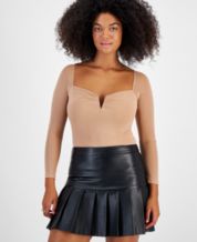 Bar III Women's Cutout Faux-Leather Corset Top, Created for Macy's