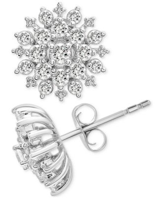 2-Pc. Set Diamond Cluster Pendant Necklace & Matching Stud Earrings (1 ct. t.w.) in 14k White Gold, Created for Macy's