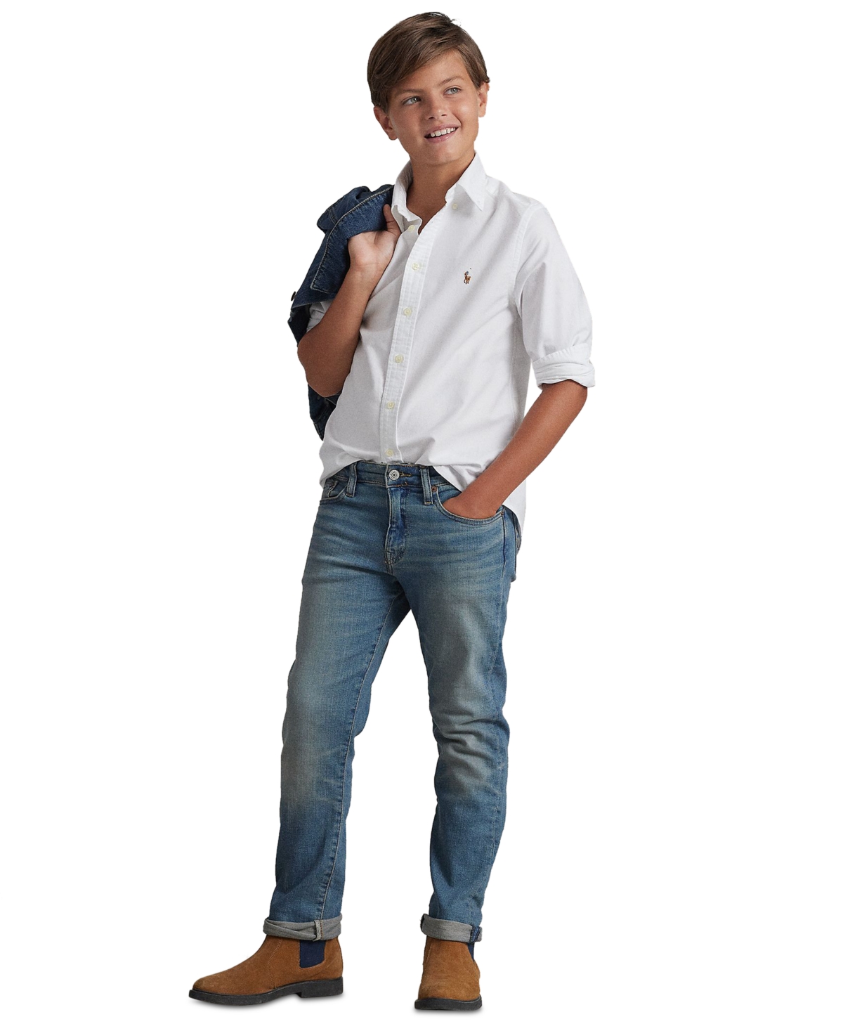Polo Ralph Lauren Kids' Big Boys Hampton Straight Stretch Jeans In Mott Wash Stretch
