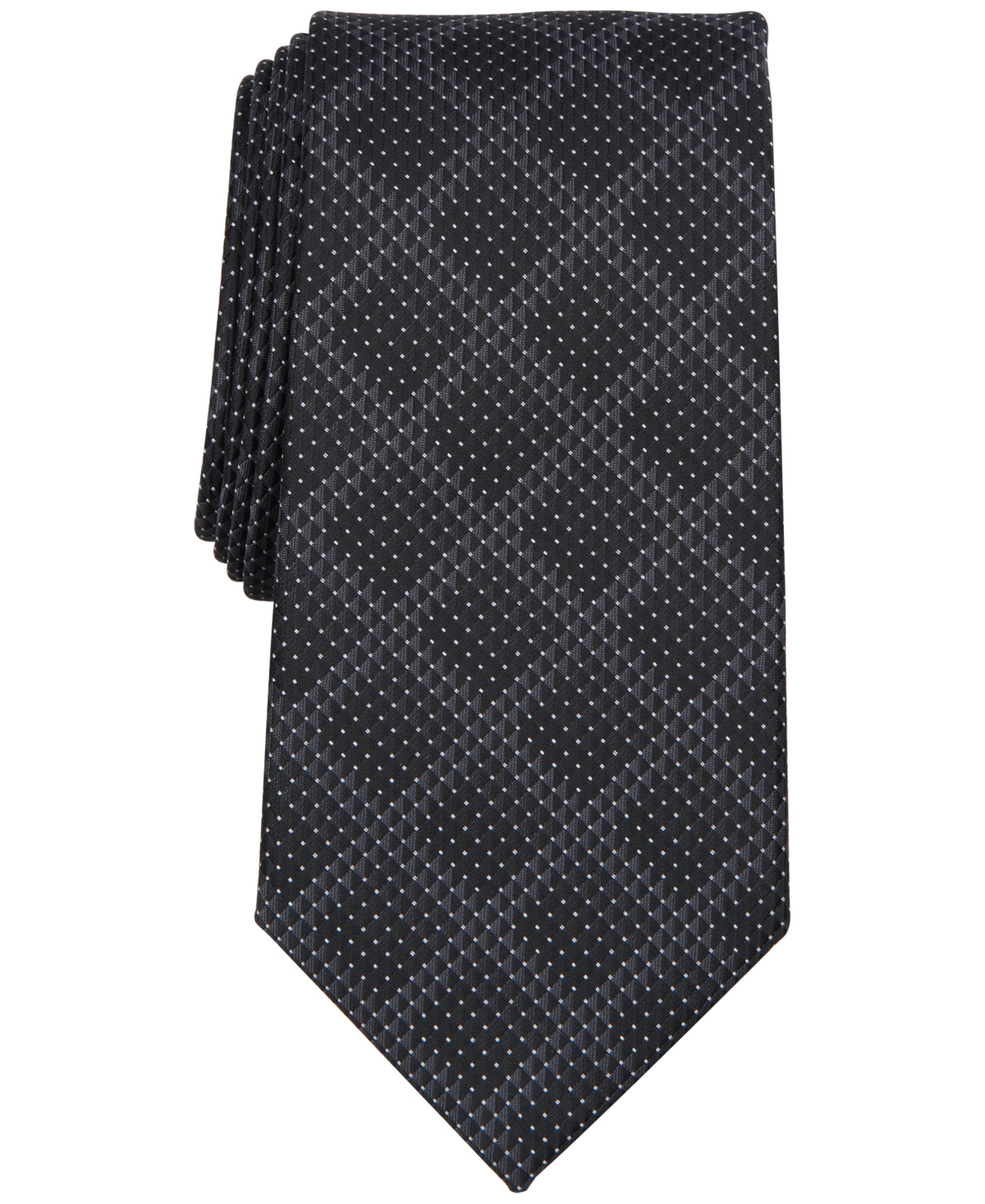 Men's Classic Geometric Grid Tie - Black