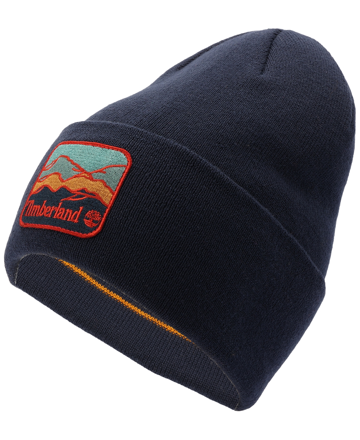 Timberland Men's Embroidered Mountain Logo Patch Beanie