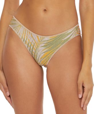 Becca - Women's Printed Bali Shirred-Back Hipster Metallic Bikini Bottoms