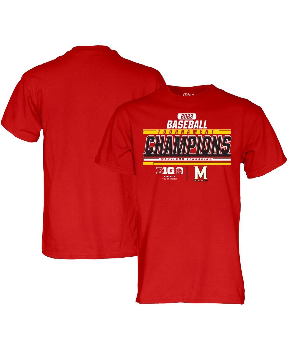 BLUE 84 MEN'S BLUE 84 RED MARYLAND TERRAPINS 2023 BIG 10 BASEBALL CONFERENCE TOURNAMENT CHAMPIONS T-SHIRT