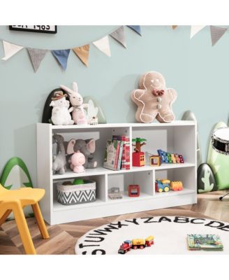 Kids 2-Shelf Bookcase 5-Cube Wood Toy Storage Cabinet Organizer