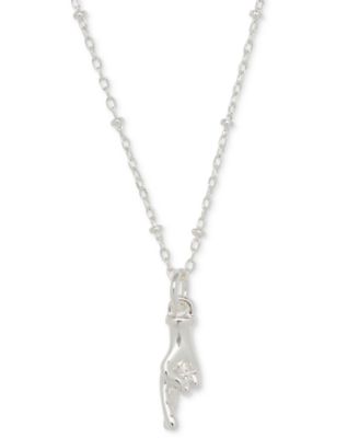 Lucky Brand - Silver-Tone Crossed Fingers Pendant Necklace, 15-1/2" + 3" extender