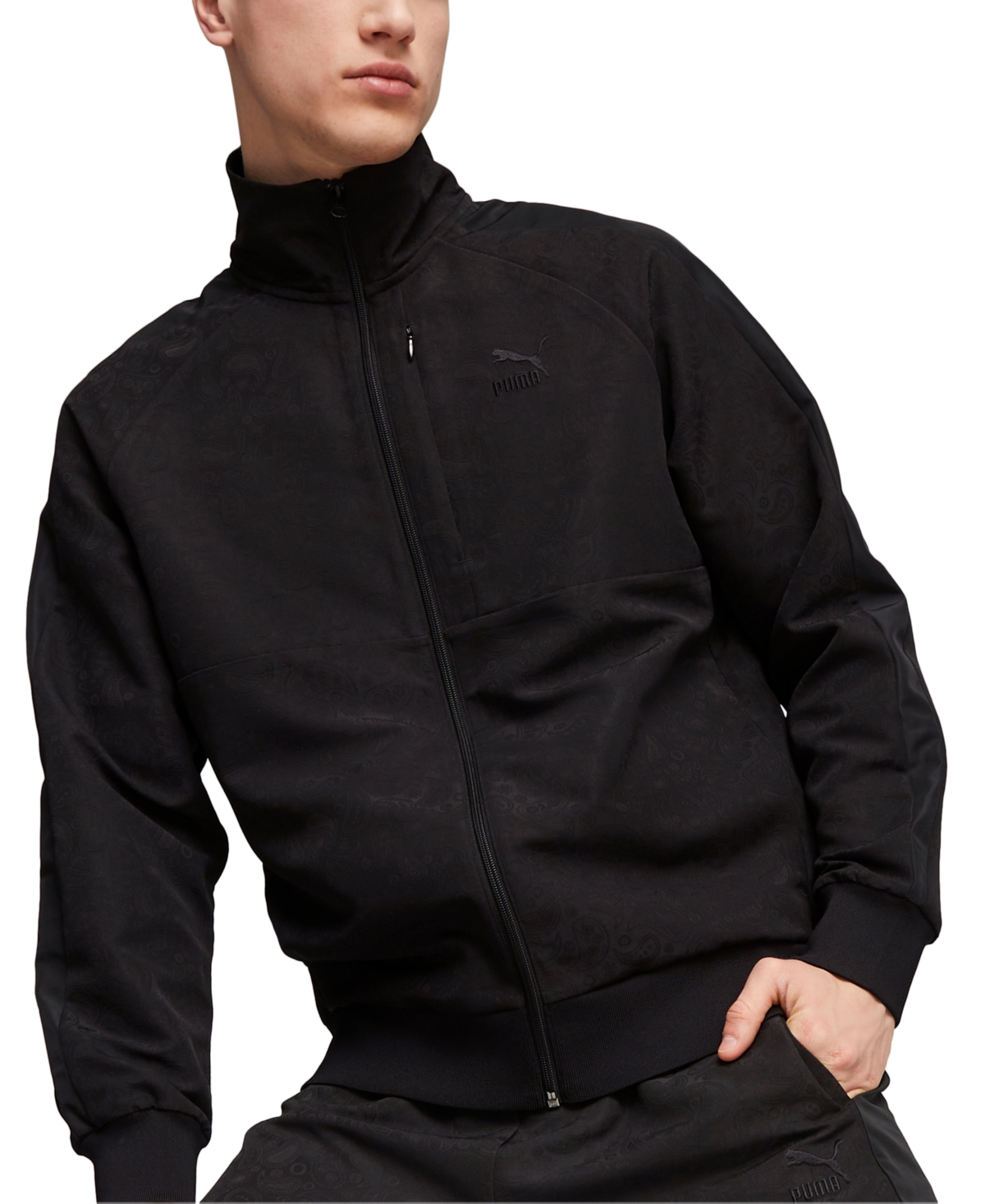 Puma Men's Paisley Luxe Jacquard Zip-front Track Jacket In  Black