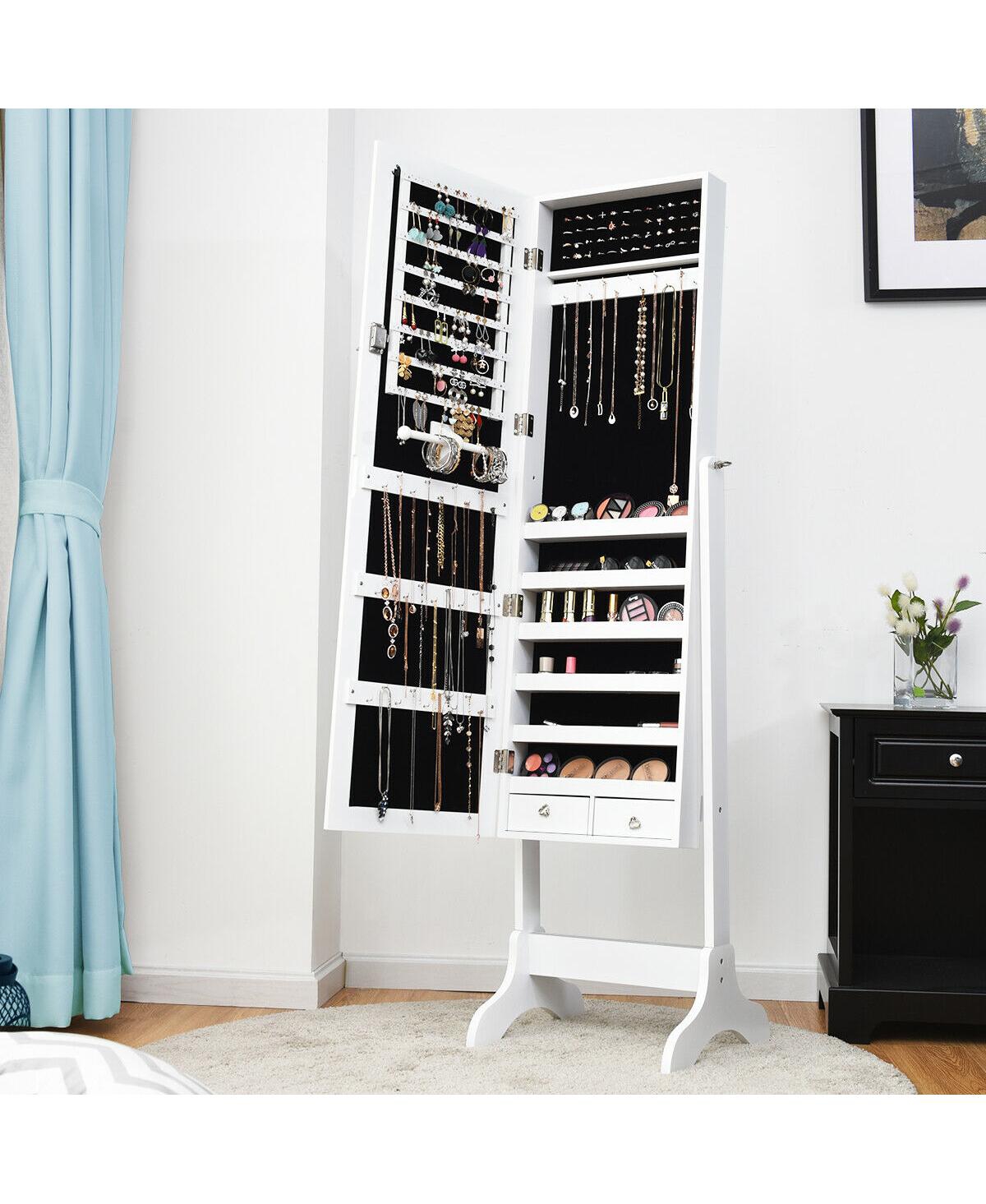 Costway Mirrored Jewelry Cabinet Storage Organizer Box Drawers