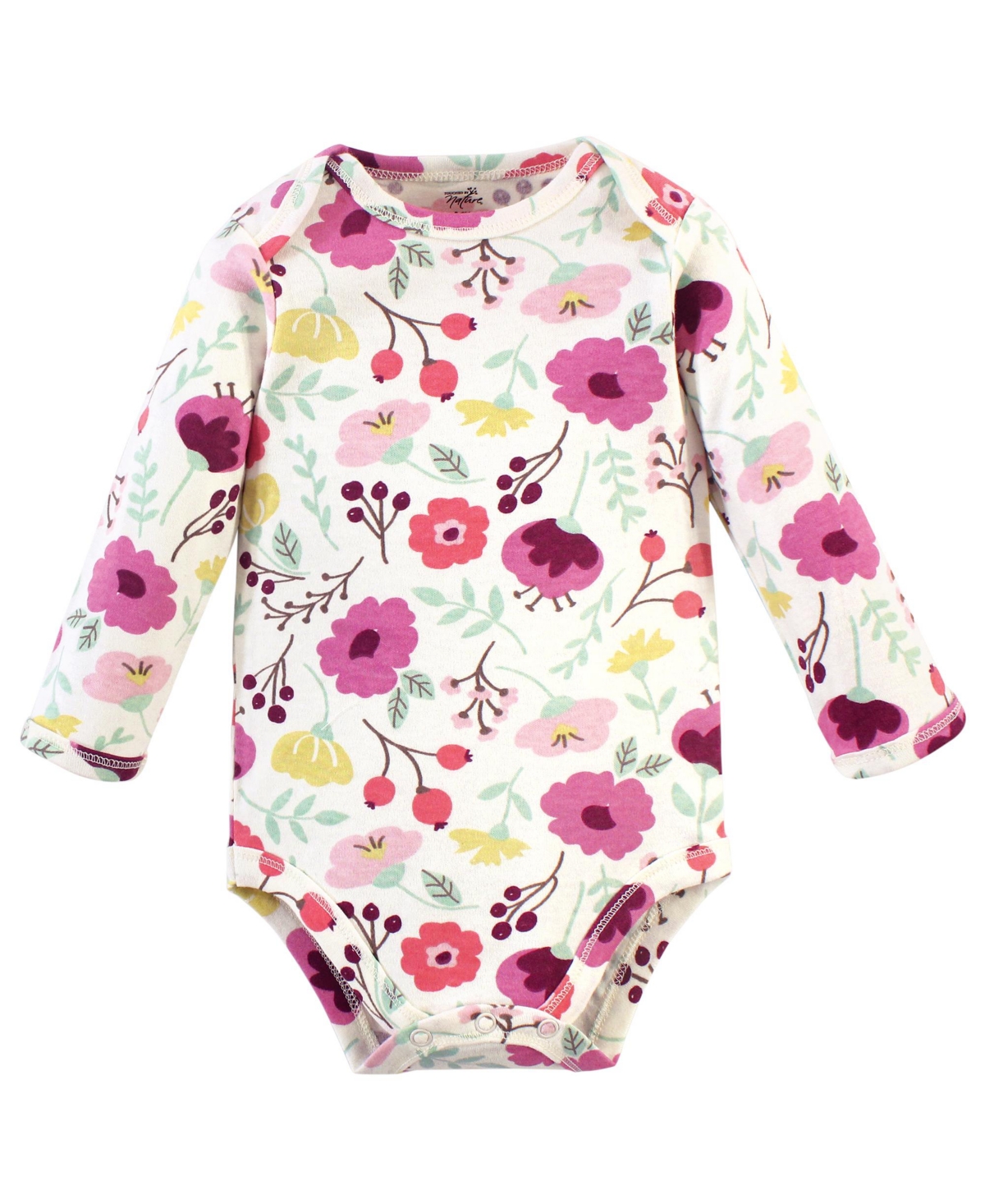 Touched by Nature Baby Girls Baby Organic Cotton Long-Sleeve Bodysuits 5pk,- Botanical