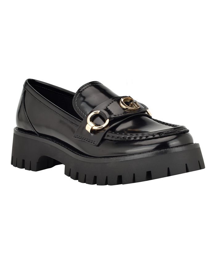 GUESS Women's Almost Slip-On Lug Sole Round Toe Bit Loafer - Macy's