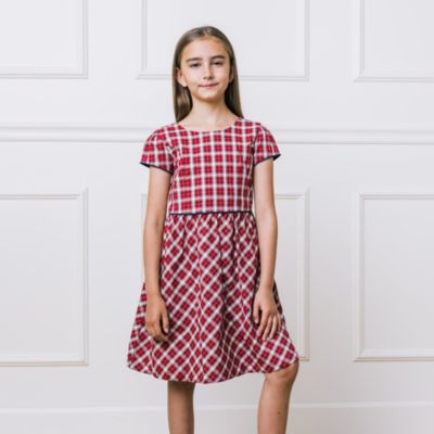 Big Girls Short Sleeve Button Back Schoolgirl Dress