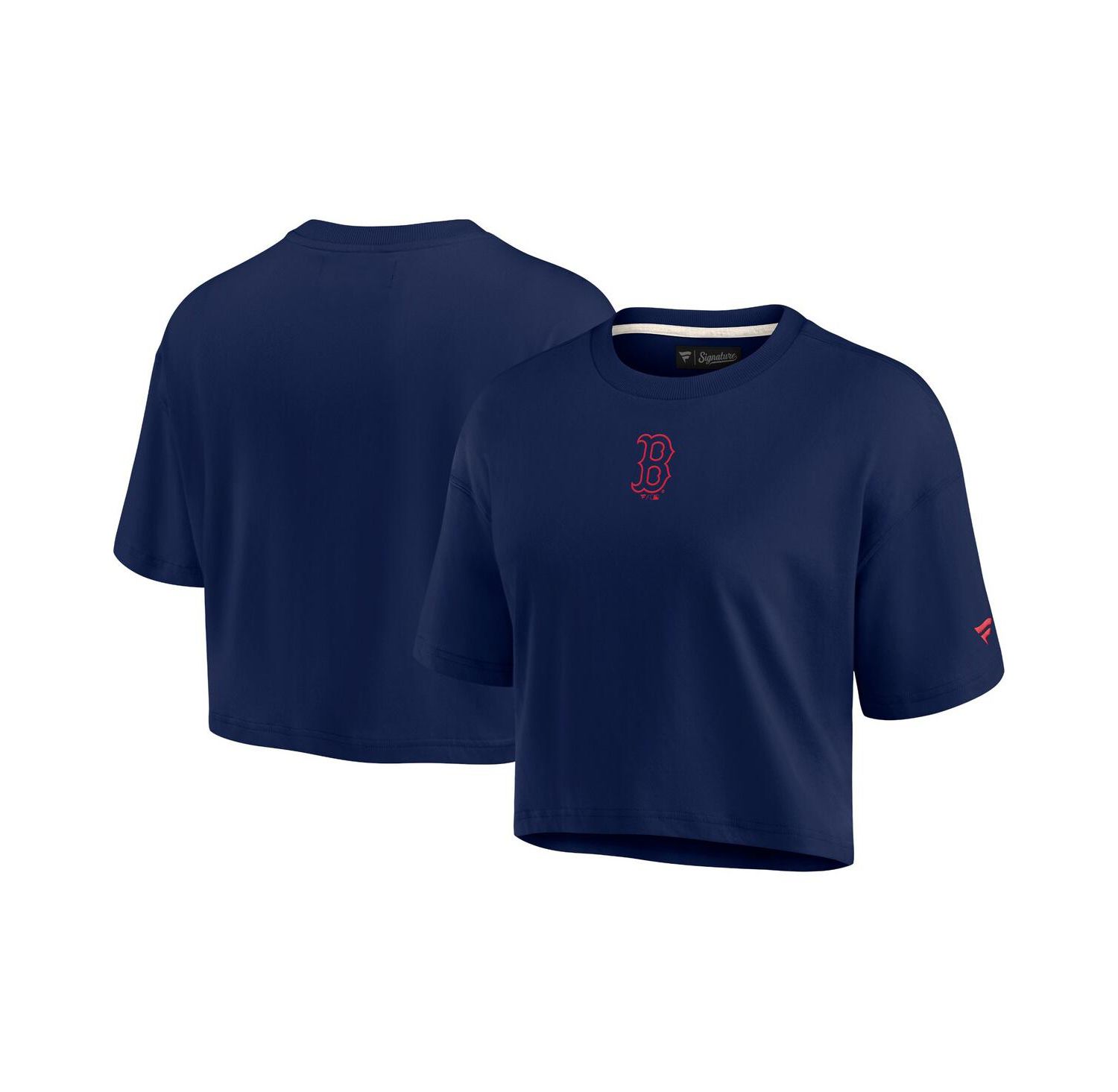 Women's Navy Boston Red Sox Super Soft Short Sleeve Cropped T-shirt