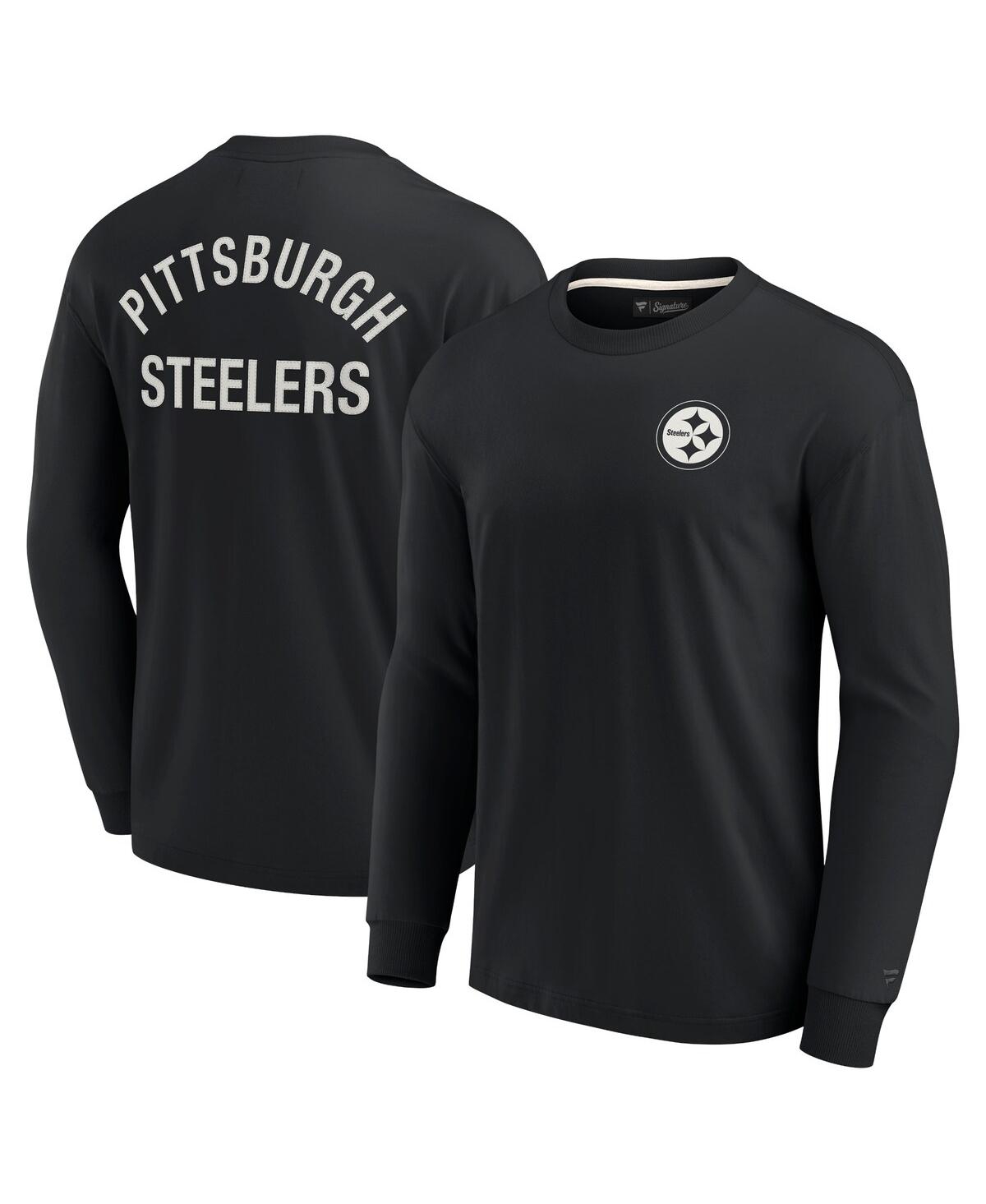 Fanatics Signature Men's And Women's  Black Pittsburgh Steelers Super Soft Long Sleeve T-shirt