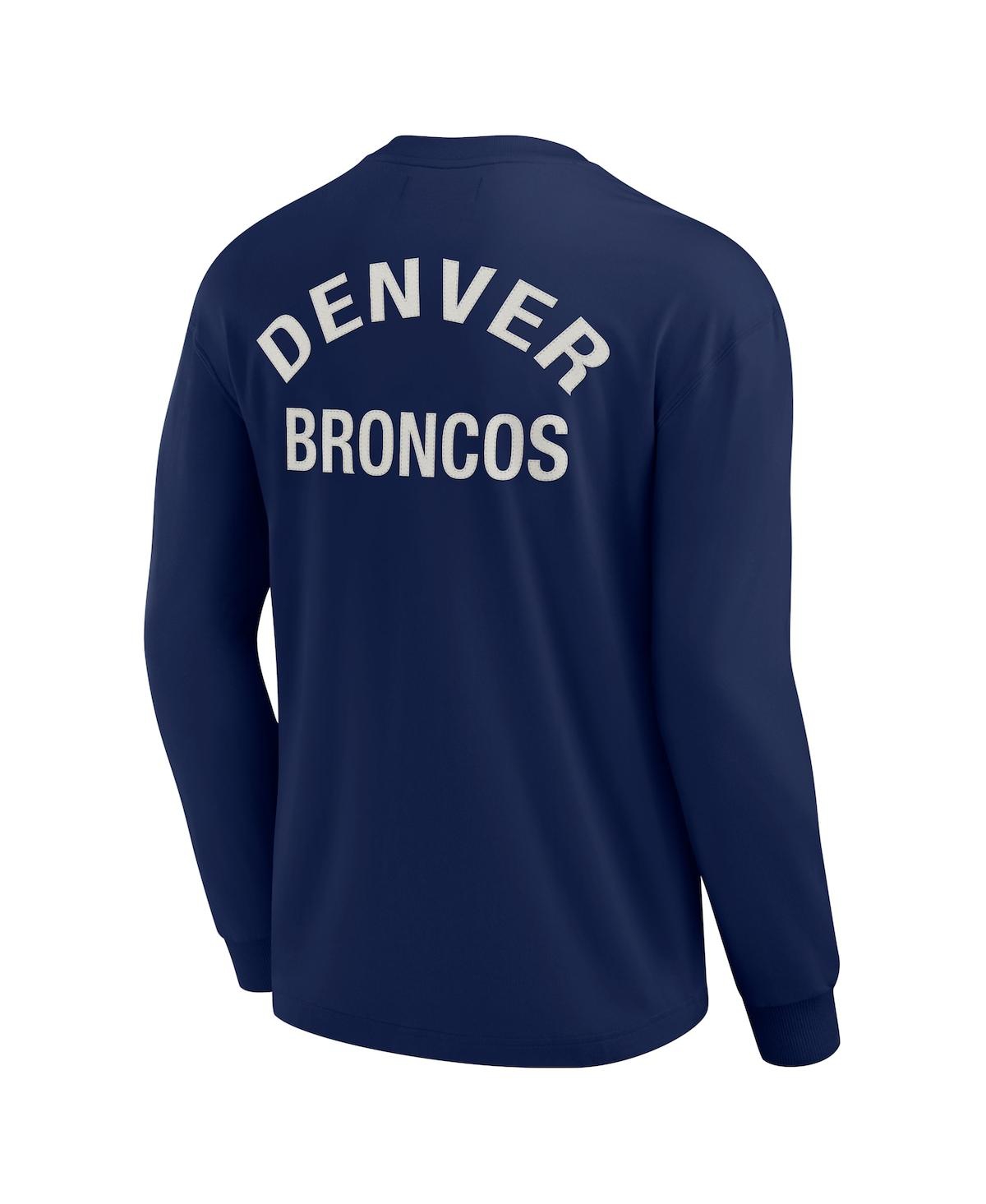 Shop Fanatics Signature Men's And Women's  Navy Denver Broncos Super Soft Long Sleeve T-shirt