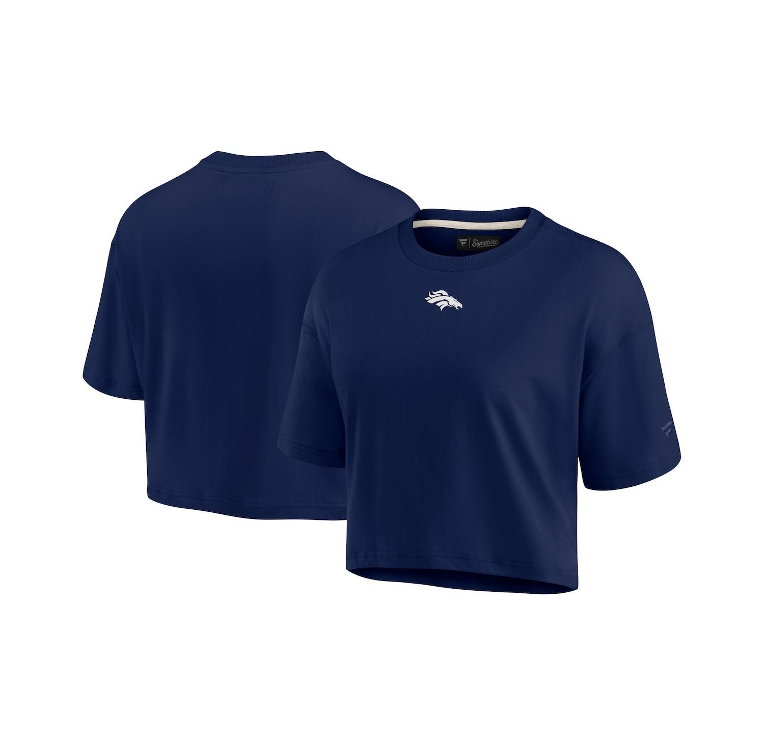 Women's Navy Denver Broncos Super Soft Short Sleeve Cropped T-shirt